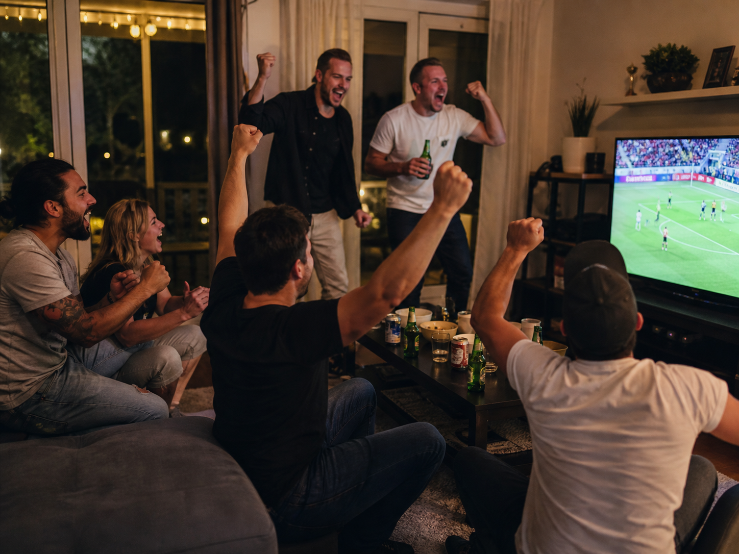 Fußballfans jubeln